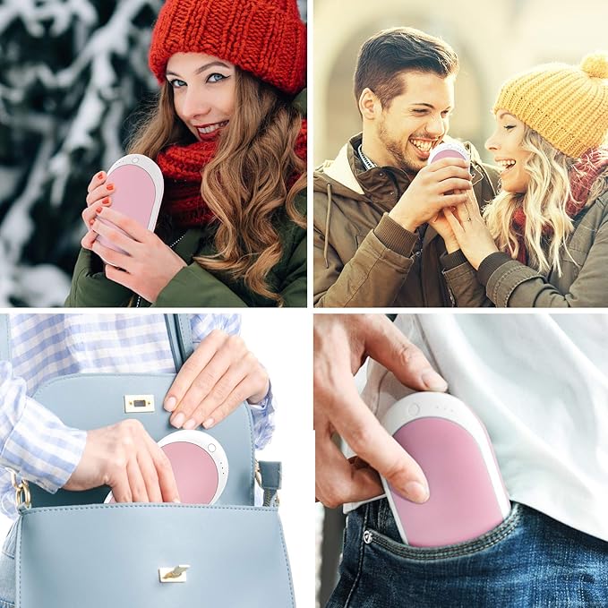 Rechargeable Hand Warmers 6000mAh Portable: Aleath Warm Gifts for Outdoor Hunting Camping - 2 Pack Electric Hot Handwarmers for Women Men