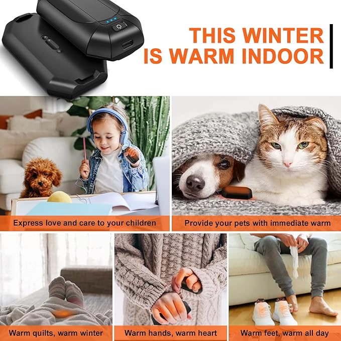 2 Pack Hand Warmers Rechargeable, Electric Hand Warmer Reusable, USB Handwarmers,Outdoor/Indoor/Golf/Camping/Hunting/Pain Relief/Watch Football/Baseball/Warm Gifts for Men Women Kid Birthday Christmas