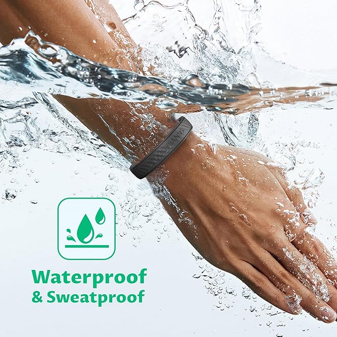 Mosquito Repellent Bracelets, 2 Pack Silicone Mosquito Repellent Bands with DEET Free, Natural & Waterproof Bug Wristbands for Kids and Adults, Outdoor Traveling Protection (Black&Grey)
