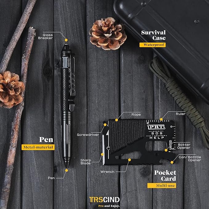 Gifts for Men Dad Husband Him, Christmas Stocking Stuffers Birthday Gifts Idea for Boyfriend Man, Survival Kit 14 in 1, Survival Gear and Equipment, Fishing Hunting Camping Accessories, Cool Gadgets