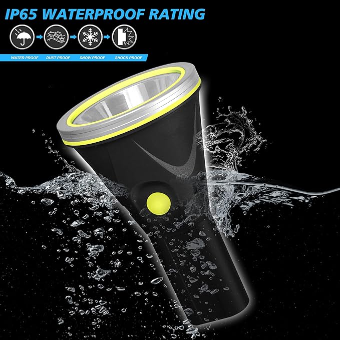 BIGSUN Rechargeable Flashlight 6000 High Lumen Spotlight Strong Searchlight Waterproof Electric Torch , Home Safety, Camping, Boat, Hunting