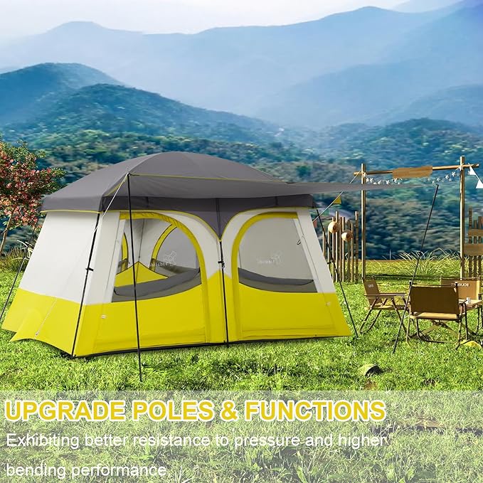 Vidalido Tents,3-4 Person Camping Tent with Extended Vestibule,Weather Resistant Family Tents with Breathable Mesh Windows,Easy Install Waterproof Outdoor Tent for Backpacking and Camping Hiking