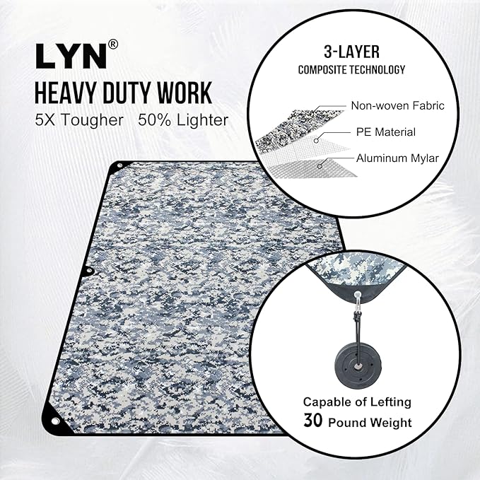 LYN Heavy Duty Emergency Blanket Survival Gear Waterproof Insulated Blanket Emergency Tarp for Camping, Hiking, Bushcraft