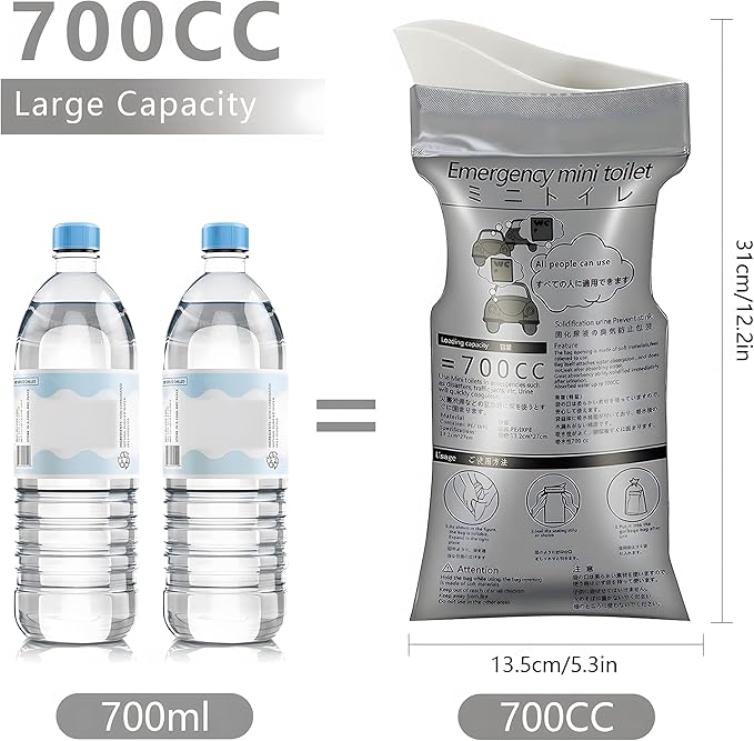 Emergency Portable Urine Bag, 12/24 PCS Travel Urinal Bag for Women/Men, 800ML Disposable Urine Bag Suitable Pee Bags for Travel for Camping, Traffic Jams, Pregnant Women, Children, Patients