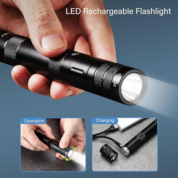All in 1 Camping Survival Kits with LED Flashlight, Fire Starter, Whistle, Glass Breaker, Compass, Paracord, Tactical Survival Multitool, EDC, Stocking Stuffers and Gifts for Men Women