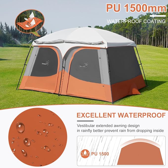 Vidalido Tents,3-4 Person Camping Tent with Extended Vestibule,Weather Resistant Family Tents with Breathable Mesh Windows,Easy Install Waterproof Outdoor Tent for Backpacking and Camping Hiking
