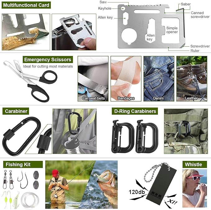 Gifts for Him Men Dad Christmas, Survival Kits, Emergency Survival Gear and Equipment, Cool Gadgets for Men Camping Fishing Hunting Outdoor