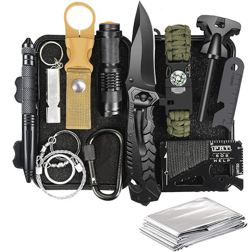 Gifts for Men Dad Husband Him, Survival Kit, Emergency Survival Gear and Equipment 14 in 1, Anniversary Birthday Gifts for Him Boyfriend, Hunting Fishing Camping Accessories, Cool Gadget