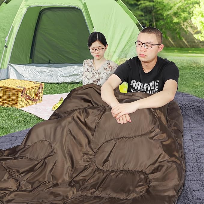 REDCAMP Cotton Double Sleeping Bag for Adults, 2 Person Cold Weather Queen Size Flannel Sleeping Bags for Camping, Black/Navy Blue