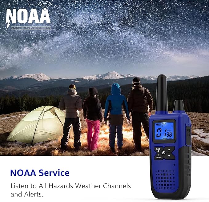 5 Walkie Talkies for Adults Long Range Walkie Talkies Rechargeable - Long Distance Walkie Talkies 5 Pack Family 2 Way Radios Walkie Talkies with Earpiece and Mic Set USB Charger Battery NOAA Alert