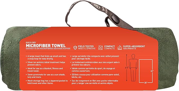 Gear AID Quick Dry Microfiber Towel for The Gym, Travel and Camping