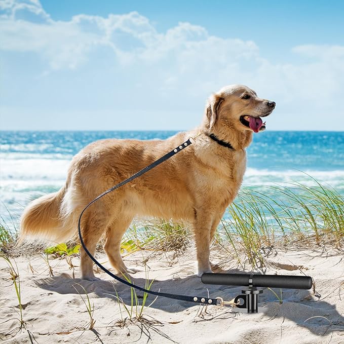 15 Inch Dog Tie Out Stake, Heavy Duty Dog Spiral Stake for Medium to Large Dogs up to 220lbs, No Tangle, Dog Anchor for Yard, Camping, and Beach