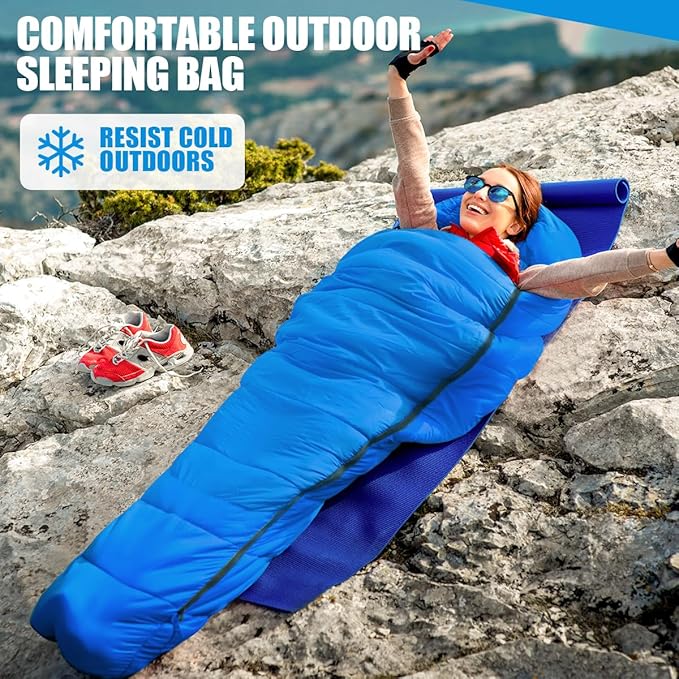OBTANIM Sleeping Bags Portable Waterproof Camping Sleeping Bag for Adults Kids 4 Seasons Cold Weather or Warm Backpacking Hiking Mountaineering Indoor Outdoor Use
