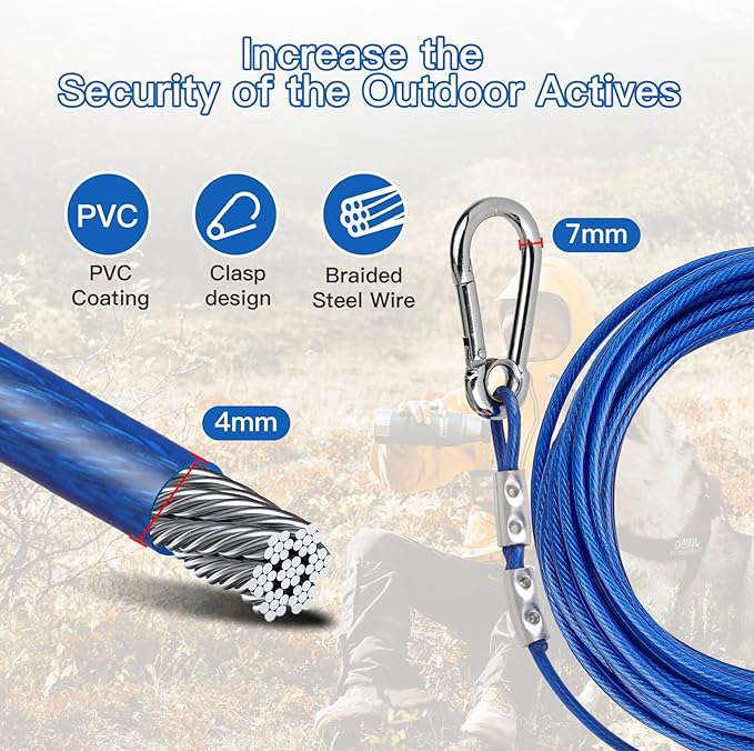 Dog Tie Out Cable and Stake,with 30FT Heavy Duty Cable,Dog Stake Allows Dogs Up to 200 lbs, Dog Stakes for Outside Beach,Camping, Yard, 360° Swivel Dog Anchor…