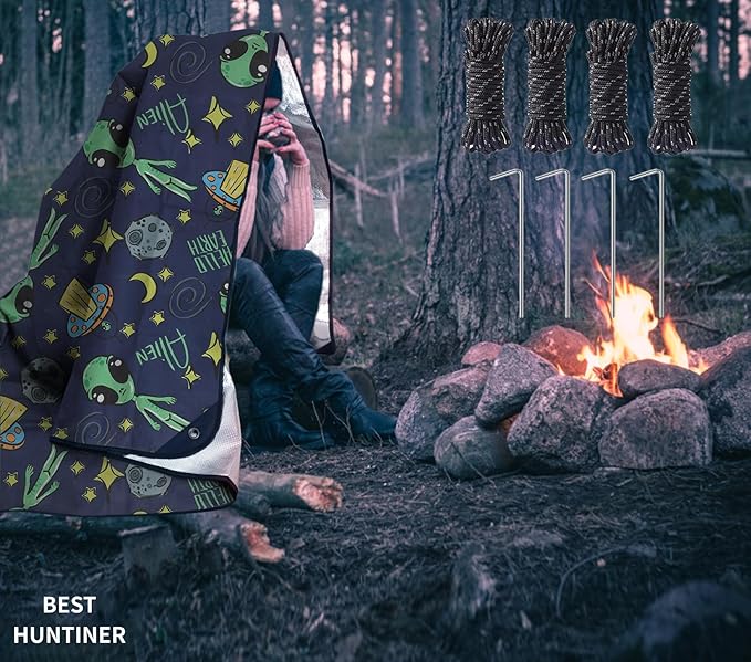 Heavy Duty Survival Blanket -Multifunctional Reflective Tarp Thermal Blanket - 60" x 83" Waterproof Sandproof for Camping Hiking Outdoors Multifunctional Emergency Blanket