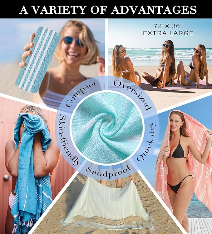 Turkish Beach Towels Outdoor Picnic Throw Blanket Camping Towel Quick Dry Lightweight No Sand Extra Large Accessories Gear Essentials Glamping Tent Gear Must Haves Hiking Supplies Backpacking Gadgets