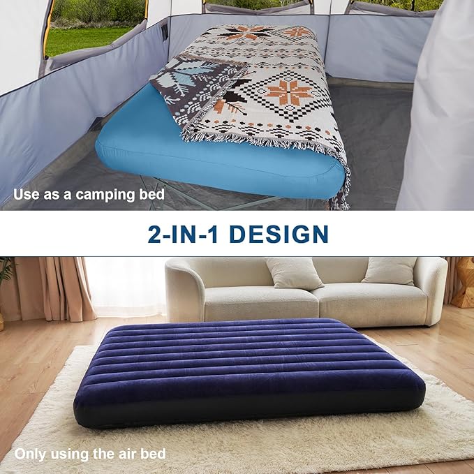 KAMPKEEPER Camping Cot,Folding Camping Bed with Inflatable Air Mattress and Carry Bag,for Outdoor Travel Camp Beach Vacation,(not Included The Airpump)
