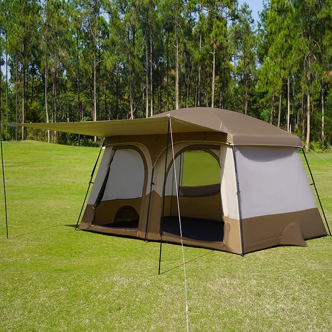 Vidalido Tents,3-4 Person Camping Tent with Extended Vestibule,Weather Resistant Family Tents with Breathable Mesh Windows,Easy Install Waterproof Outdoor Tent for Backpacking and Camping Hiking