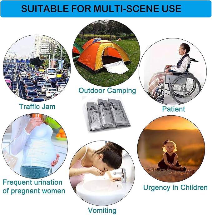 Disposable Emergency Urinal Bag, 8/12/20/24 Pack Portable Camping Pee Bags, Travel Pee Bags, Traffic Jam Emergency Portable Urine Bag, Vomit Bags, for Men Women Kids Children Patient