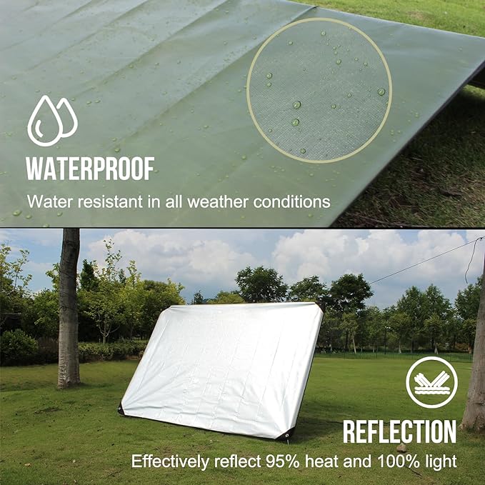 LYN Heavy Duty Emergency Blanket Survival Gear Waterproof Insulated Blanket Emergency Tarp for Camping, Hiking, Bushcraft