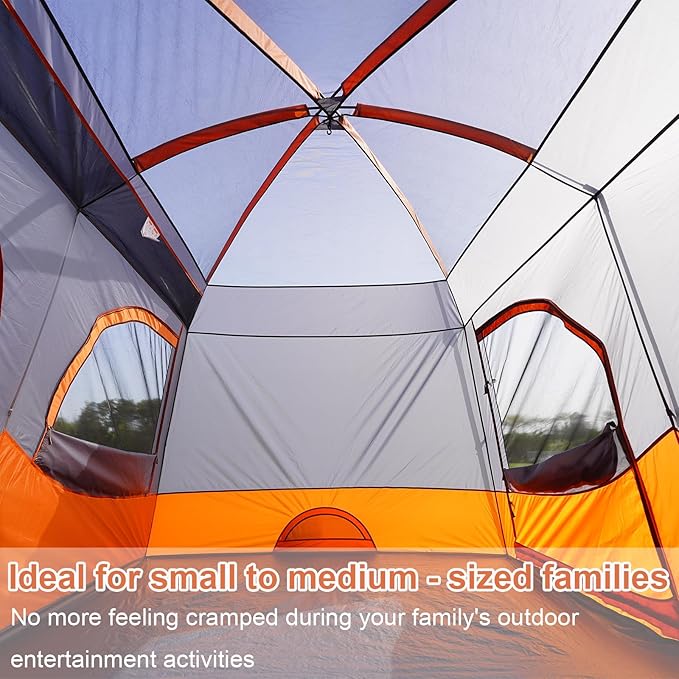 Vidalido Tents,6-8 Person Camping Tent with Extended Vestibule,2 Room Weather Resistant Family Tents,Easy Install Waterproof Outdoor Tent for Backpacking and Camping Hiking