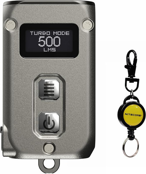 Nitecore TINI 2 Ti Titanium 500 Lumen Rechargeable EDC Keychain Flashlight with Retractable Keychain