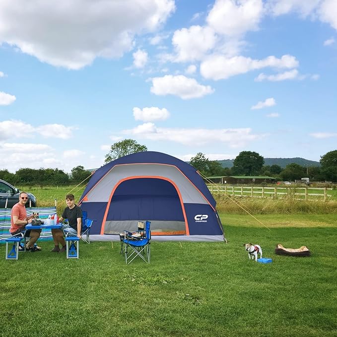 CAMPROS CP Tents for Camping 4 Person Tent Waterproof Windproof Double Layer Camping Tent, Easy Setup Dome Tent with Large Mesh Windows & Wider Door for Outdoor Camping & Hiking