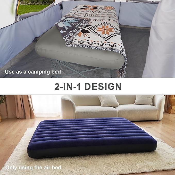 KAMPKEEPER Camping Cot,Folding Camping Bed with Inflatable Air Mattress and Carry Bag,for Outdoor Travel Camp Beach Vacation,(not Included The Airpump)