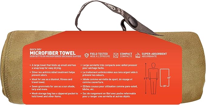 Gear AID Quick Dry Microfiber Towel for The Gym, Travel and Camping
