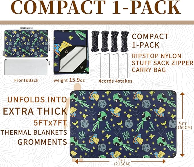 Heavy Duty Survival Blanket -Multifunctional Reflective Tarp Thermal Blanket - 60" x 83" Waterproof Sandproof for Camping Hiking Outdoors Multifunctional Emergency Blanket