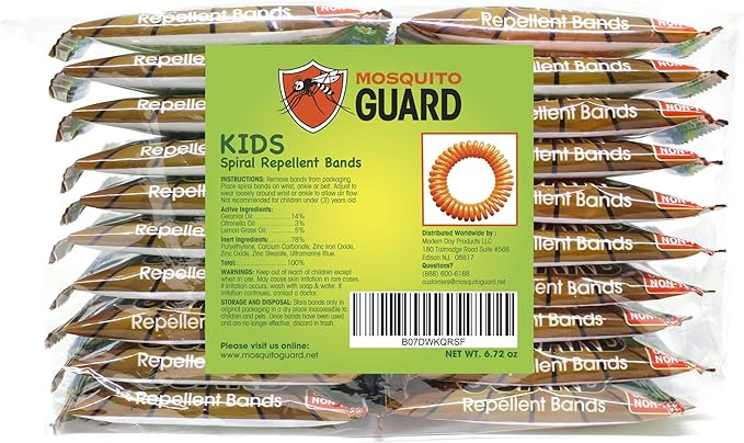 Mosquito Guard 20 Deet Free Mosquito Repellent Bracelets for Kids - Camping Essentials Bug Repellent Bracelets - Mosquito Repellent Outdoor Patio Bands - Summer Essential Bug Bracelets Repellent Kids