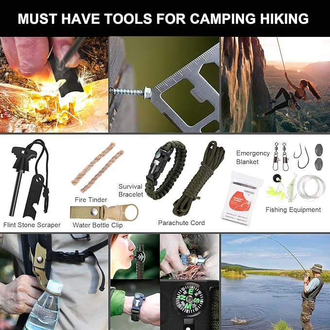 Gifts for Man Dad Husband, 210 PCS Survival First Aid kit, Professional Survival Gear Camping Essentials Emergency Medical Goods for Camping Boat Home Car Disaster Adventure (Black)