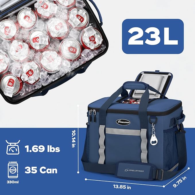 Maelstrom Soft Cooler Bag,Collapsible Soft Sided Cooler,24/30/60/75 Cans Beach Cooler,Ice Chest,Large Leakproof Camping Cooler,Portable Travel Cooler for Grocery Shopping,Camping,Road Trips