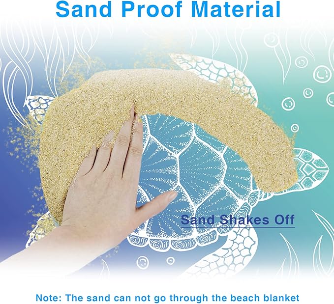 Beach Blanket, Waterproof Sandproof Beach Mat Oversized 79 X 83 Inch for 4-6 Adults, Lightweight Picnic Blanket, Portable Picnic Mat for Outdoor Travel Camping Hiking with 4 Stakes & 4 Corner Pocket