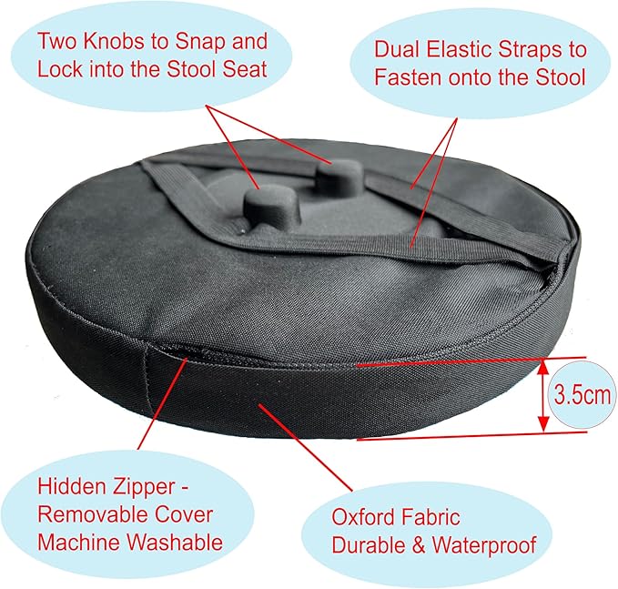 Thick Seat Cushion for Telescopic Stools (Exclude Stool), Chair Pads with Soft Foam and Two Pegs Fit in Round Collapsible Folding Stools (Cushion Only)