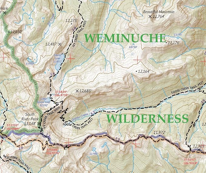 Outdoor Trail Maps Weminuche Wilderness East - Colorado Topographic Hiking Map (2019)