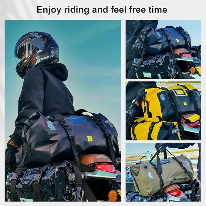 Waterproof Duffel Bag,Roll-Top Heavy Duty Dry Duffle Bag,Motorcycle Dry Bag,with Quick-fixed Straps,with Large Storage Space, Perfect for Traveling, Camping, Kayaking, Fishing & Canoeing (green, 66L)