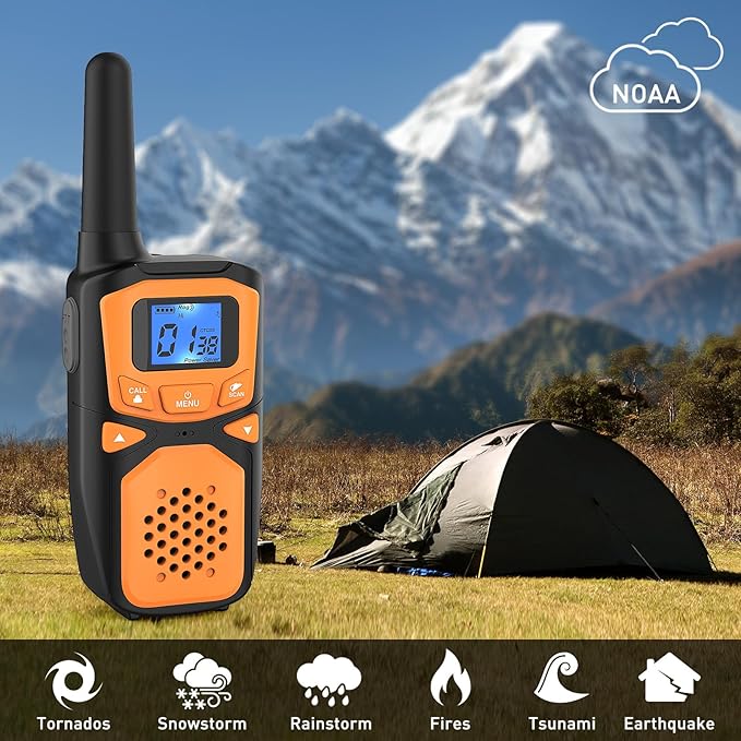 Adult Walkie Talkies 2 Pack, WokTok Rechargeable Long Range Walkie Talkies 2 Way Walkie Talkies, 22 Channels VOX Scanning LCD Display Ideal for Gift Giving, Family Camping and Hiking