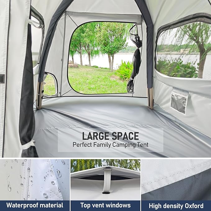 Automatic Inflatable Camping Tent,Easy Set up 3-4 Person Glamping Outdoor Air Blow Up Tents, Quick Setup Air Tent with a Built-in air Pump,Waterproof Inflatable House Tent for Adults