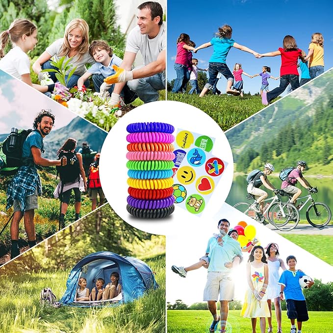 40 Pack Mosquito Repellent Bracelets, Individually Wrapped DEET-Free Insect & Bug Repellent Wrist Bands for Kids & Adults Outdoor Camping Fishing Traveling