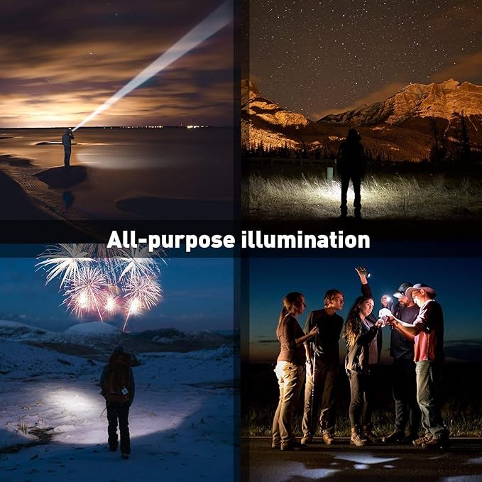 MODOAO Tactical Flashlights High Lumens Zoomable Bright LED Flashlight 5 Modes for Outdoor Camping,Emergency,Hiking with Handheld Flashlights (2 Pack)
