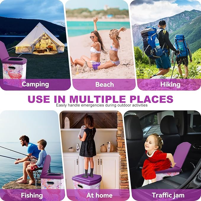 Upgrade XL Portable Toilet for Adults, Extra Large Portable Travel Floding Toilet, Camping Tall Toilets with Lid for Adults and Kids Compact Potty for Car,Hiking,Beach and Camping…