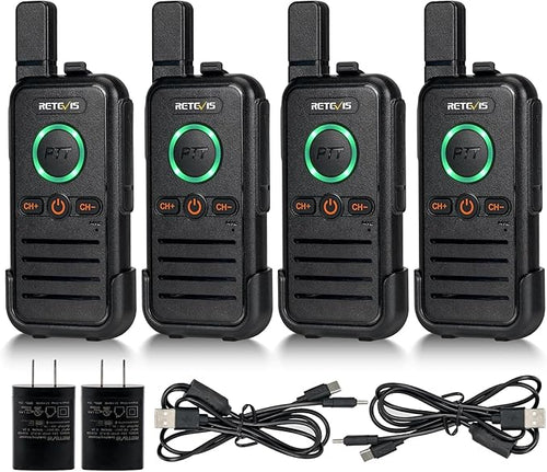 Retevis RB45 Rechargeable Walkie Talkies Long Range,Portable 2 Way Radio for Adults,Emergency Alarm,Dual PTT Two Way Radios for Cruise Camping Family Outdoor(4 Pack)