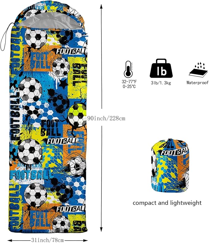Kids Sleeping Bag for Boys Girls,Western Cowboy Print-Lightweight Warm Portable Outdoor Indoor-Waterproof Cold Weather Resistant Sleeping Bag for Camping Hiking