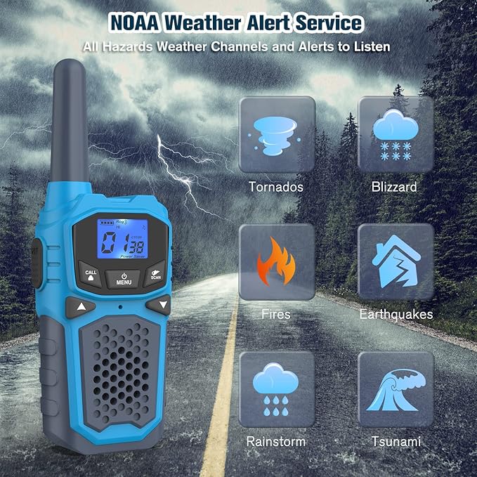 5 Walkie Talkies for Adults Long Range-WokTok Rechargeable Portable 2 Way Radios,Hiking Accessories Camping Gear Toys for Kids,with SOS Siren,NOAA Weather Alert,VOX,Easy to Use Camping Hiking