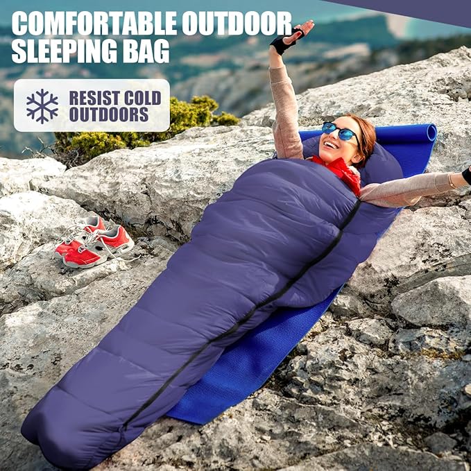 OBTANIM Sleeping Bags Portable Waterproof Camping Sleeping Bag for Adults Kids 4 Seasons Cold Weather or Warm Backpacking Hiking Mountaineering Indoor Outdoor Use