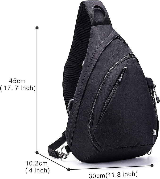 Water-Proof Sling bag/Crossbody Backpack/Shoulder Bag with USB Charging Port for Travel, Hiking, Cycling, Camping