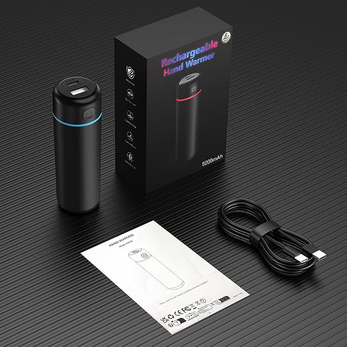 Rechargeable Hand Warmers, Electric Portable Hand Warmer, Split USB-C, Cool Cute Stuff Gadgets, Camping/Travel Essentials & Stocking Stuffers Gifts