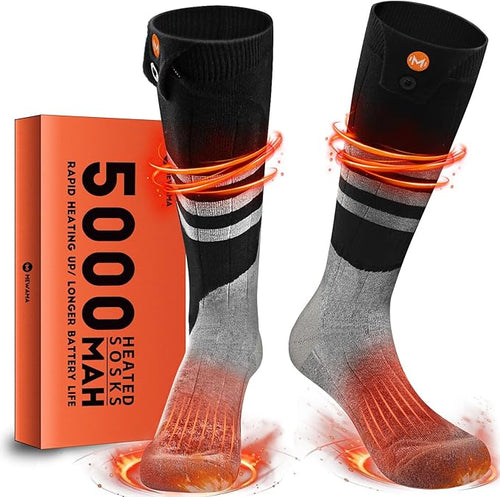 Heated Socks for Men Women, MewaMaA Battery Heated Socks Rechargeable Washable, Electric Socks Foot Warmer for Hiking Biking Camping Skiing Hunting Outdoor Work, Heating Socks Warm Socks