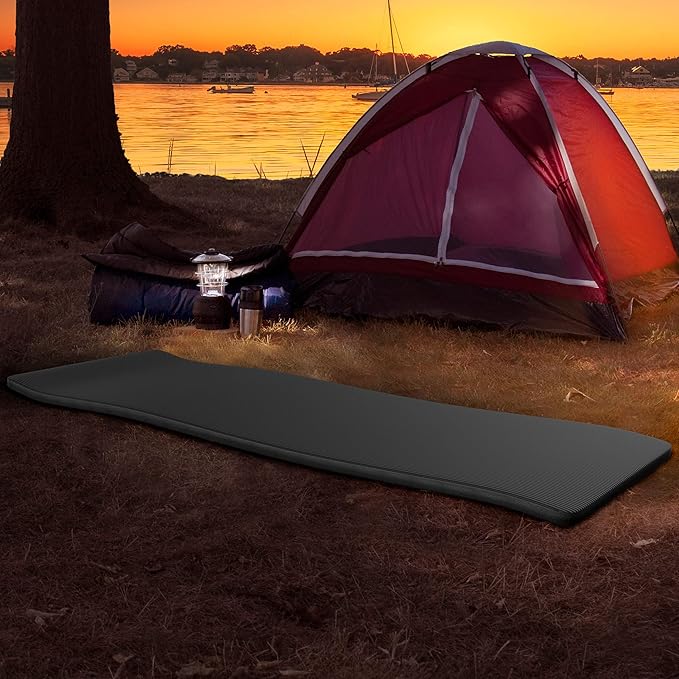 Foam Sleeping Pad for Camping - 0.75-Inch-Thick Waterproof Sleep Pad with Carry Straps for Cots, Tents, or Sleepovers by Wakeman Outdoors (Blue)